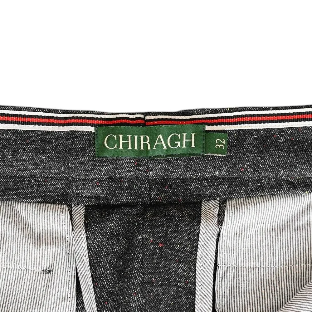 Mens 32 Gray Donegal Cotton Dress Pants Straight Fit Flat Front Trousers NWT